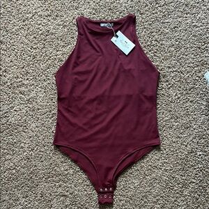 Burgundy Sleeveless Body Suit